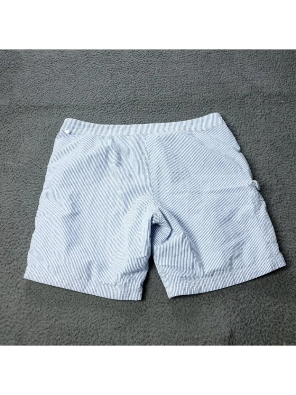 J Crew Seersucker Swim Shorts Mens 35 Cargo Striped Cotton Beach Board Trunks
